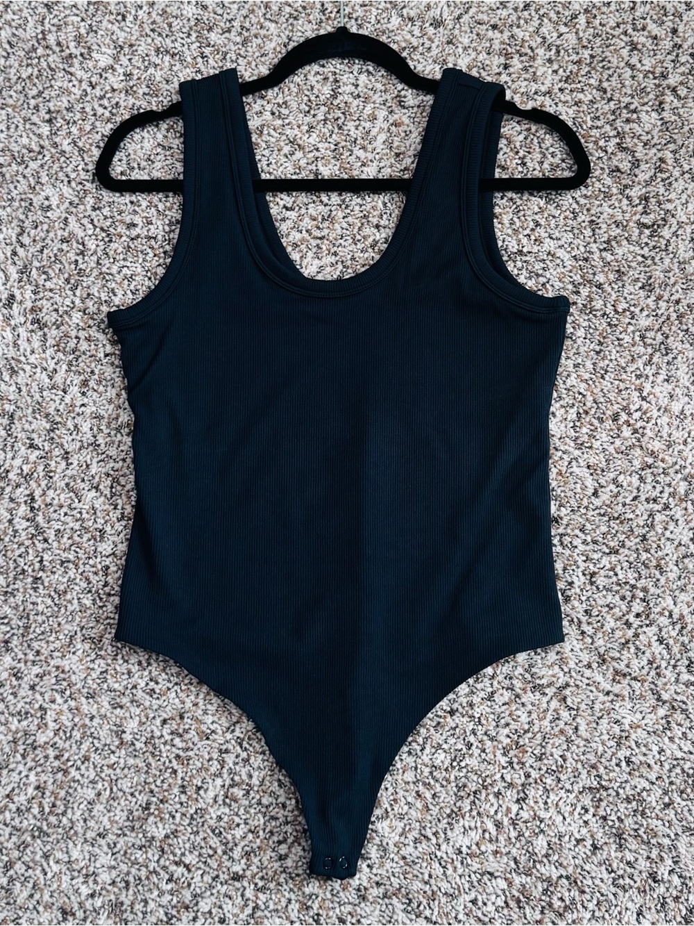 nuuds Black Ribbed Tank Bodysuit